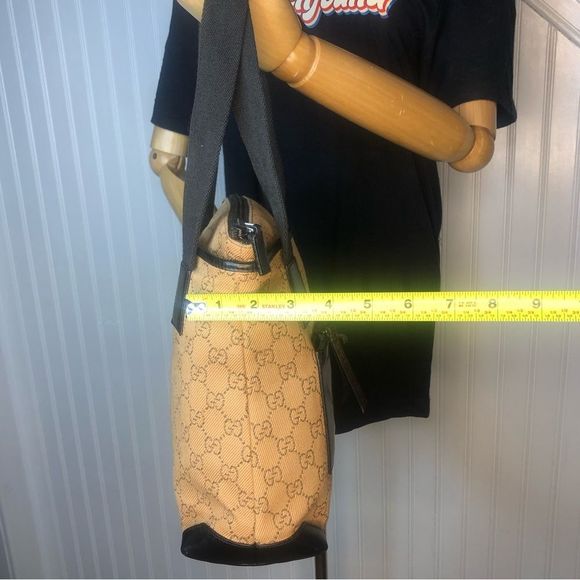 Vintage GUCCI GG Monogram Canvas Leather Top Zipper Close Shoulder Bag - Picture 11 of 17